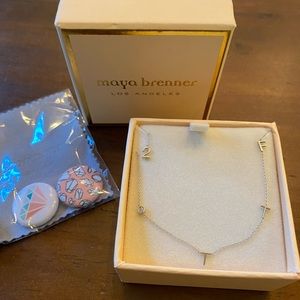 Maya Brenner 14k White gold DIAMOND letter necklac